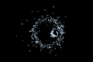 Splashing water with black background, 3d rendering. photo