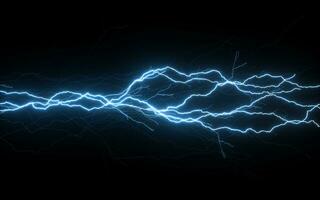 Lightning with black background, 3d rendering. photo