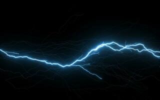 Lightning with black background, 3d rendering. photo