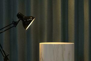 Empty still life podium with fabric curtain background, 3d rendering. photo