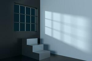 White empty room with staircase inside, 3d rendering. photo