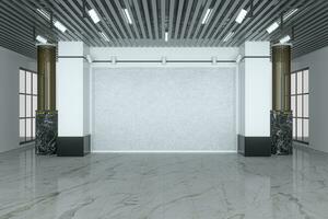 White empty room in the large showroom, 3d rendering. photo