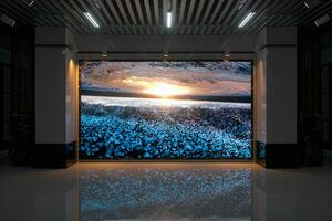 The galaxy milky wallpaper in the large showroom. 3d rendering. photo