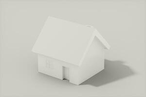 blanco pequeño casa modelo con blanco fondo, 3d representación. foto