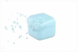 Snow cube, cold temperature background, 3d rendering. photo