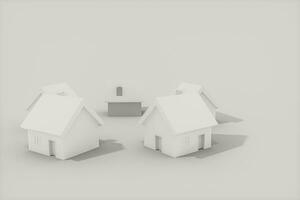 White small house model with white background, 3d rendering. photo