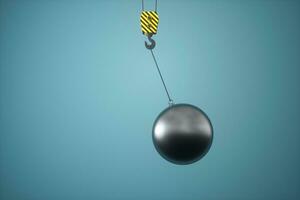 Hook and weight,mechanical concepts,3d rendering. photo