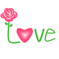 betoverd groen liefde woord met roze roos en hart png