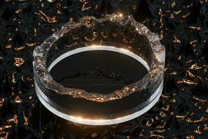 Splashing liquid ring with dark background, 3d rendering. photo