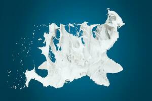 Splashing milk with blue background, 3d rendering. photo