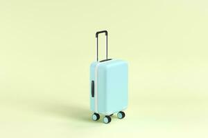 Luggage with yellow background, 3d rendering. photo