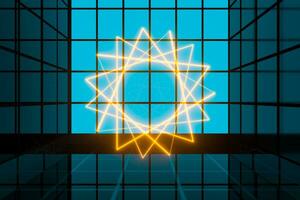 Glowing lines and bright squares,neon lights,3d rendering. photo