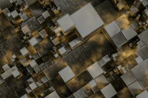 Randomly distributed cubes, Industrial background, 3d rendering. photo