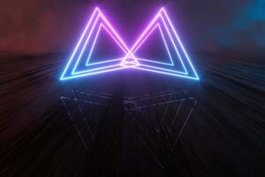 Glowing lines and geometric figures with dark background,3d rendering. photo