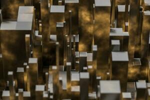 Randomly distributed cubes, Industrial background, 3d rendering. photo