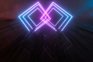 Glowing lines and geometric figures with dark background,3d rendering. photo