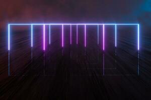 Glowing lines and geometric figures with dark background,3d rendering. photo