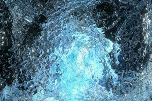 Glass ice with glowing particles inside, 3d rendering. photo