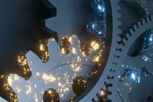 Industrial gear,mechanical structure,3d rendering. photo
