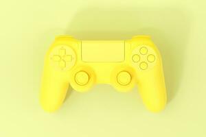 Classic game pad with yellow background, 3d rendering. photo