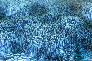 Growing wavy particles, abstract color background, 3d rendering. photo