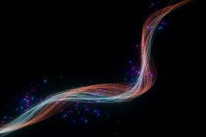 Flowing glowing neon lines with black background, 3d rendering. photo