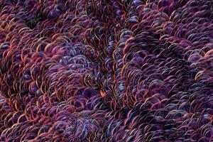 Growing wavy particles, abstract color background, 3d rendering. photo