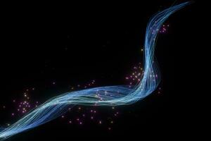 Flowing glowing neon lines with black background, 3d rendering. photo