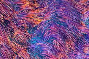 Growing wavy particles, abstract color background, 3d rendering. photo