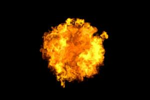 Explosive flame with dark background, 3d rendering. photo