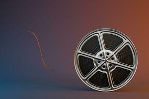 Film tapes with dark background, 3d rendering. photo