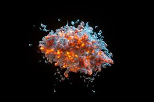 Explosive flame with dark background, 3d rendering. photo