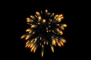 Single golden firework with dark background, 3d rendering. photo