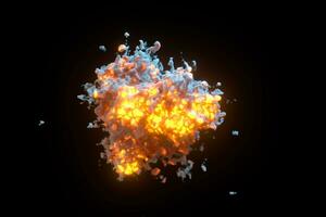 Explosive flame with dark background, 3d rendering. photo