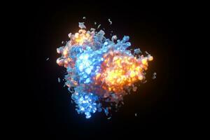 Explosive flame with dark background, 3d rendering. photo