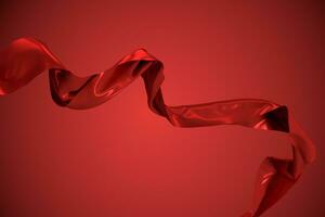 Flowing cloth with red background, 3d rendering. photo