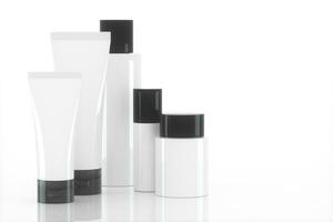 Blank cosmetic bottle with white background, 3d rendering. photo