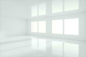 The white empty room with sunlight coming from the window, 3d rendering. photo