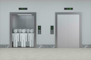 The elevator in the corridor, 3d rendering. photo