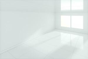 The white empty room with sunlight coming from the window, 3d rendering. photo