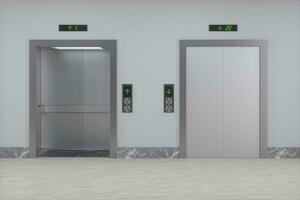The elevator in the corridor, 3d rendering. photo