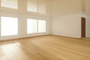 The white empty room with sunlight coming from the window, 3d rendering. photo