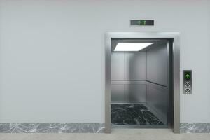 The elevator in the corridor, 3d rendering. photo