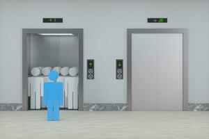 The elevator in the corridor, 3d rendering. photo