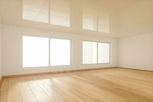 The white empty room with sunlight coming from the window, 3d rendering. photo