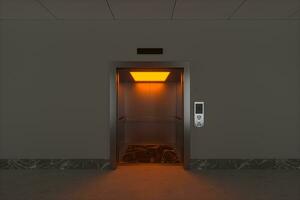 The elevator in the corridor, 3d rendering. photo