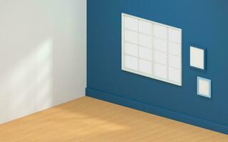 Empty room with floorboard, interior background, 3d rendering. photo