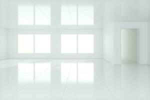 The white empty room with sunlight coming from the window, 3d rendering. photo