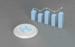 Hydrogen and the bar diagram, 3d rendering. photo