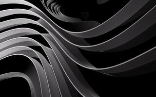 Metal curve geometry with dark background, 3d rendering. photo